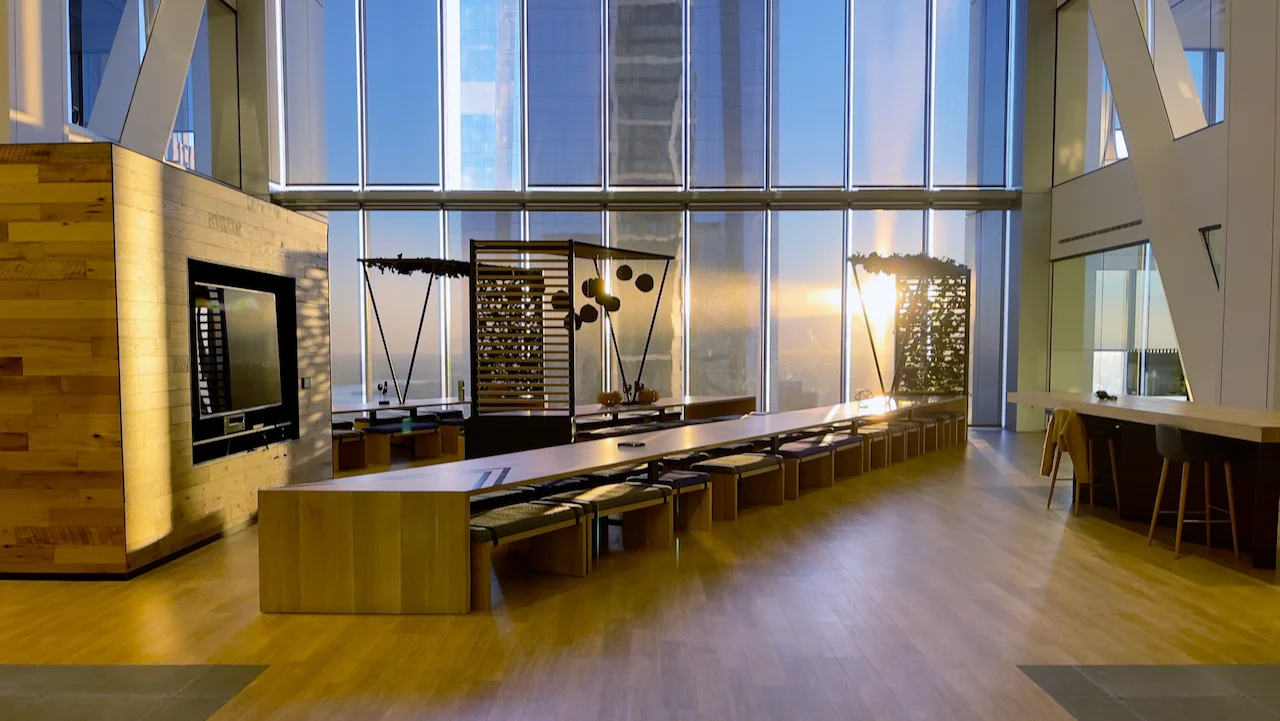 Photo of an empty common area inside the Comcast Technology Center in Philadelphia